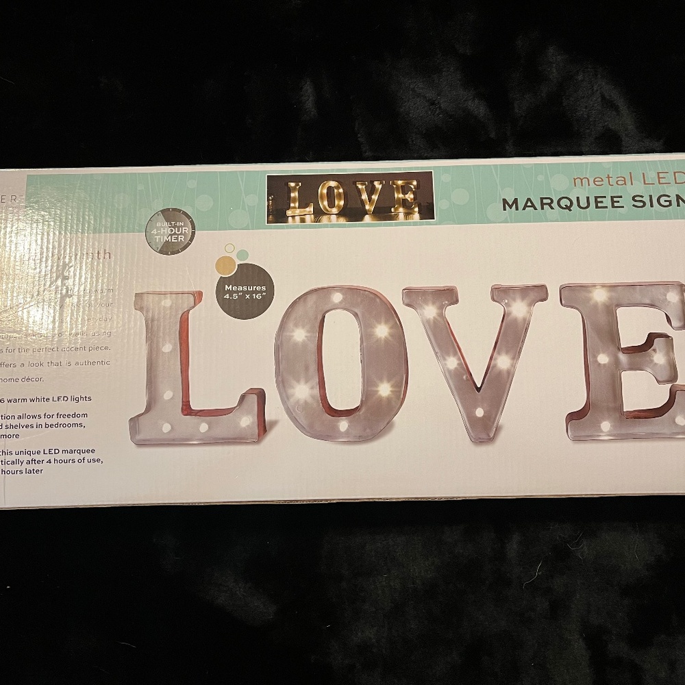 “LOVE” marquee sign with timer
